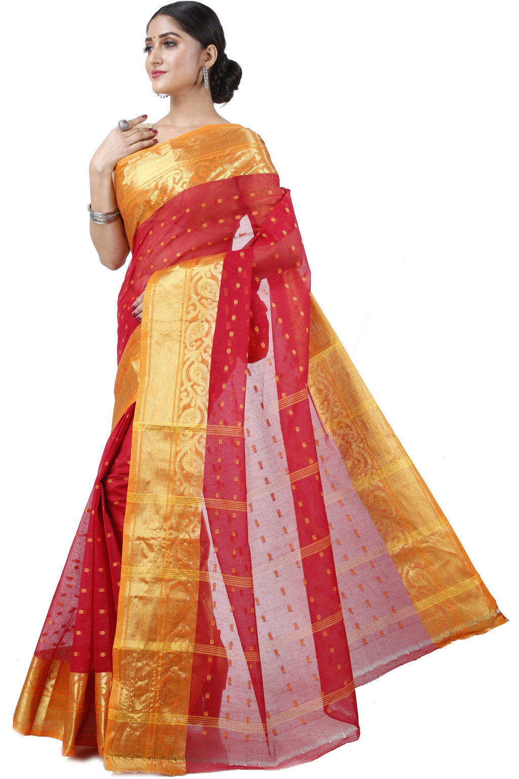 Red Pure Cotton Sachi Tant Saree (1026)